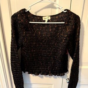 NWT Open Edit long sleeve smocked top
